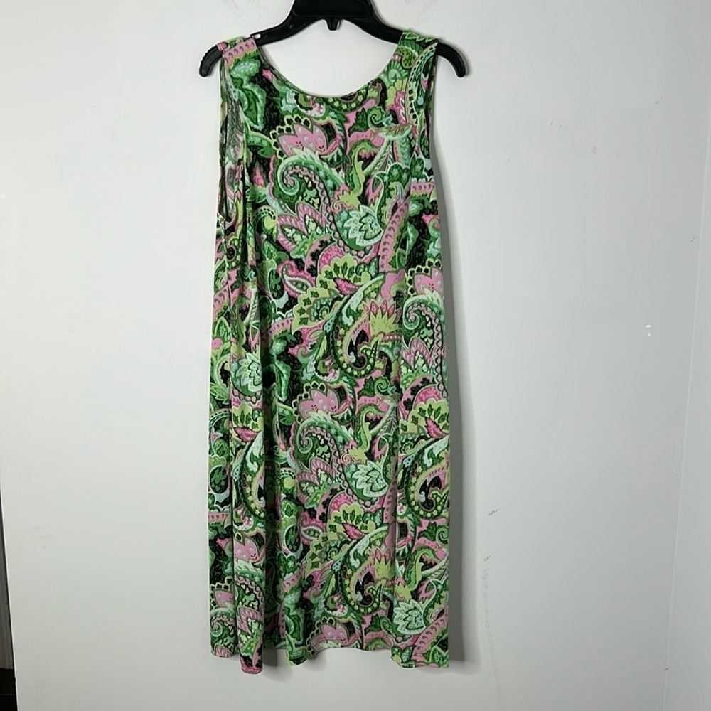 Clara Sun Woo Green Floral Paisley Sleeveless Jersey Dress - Picture 1 of 4
